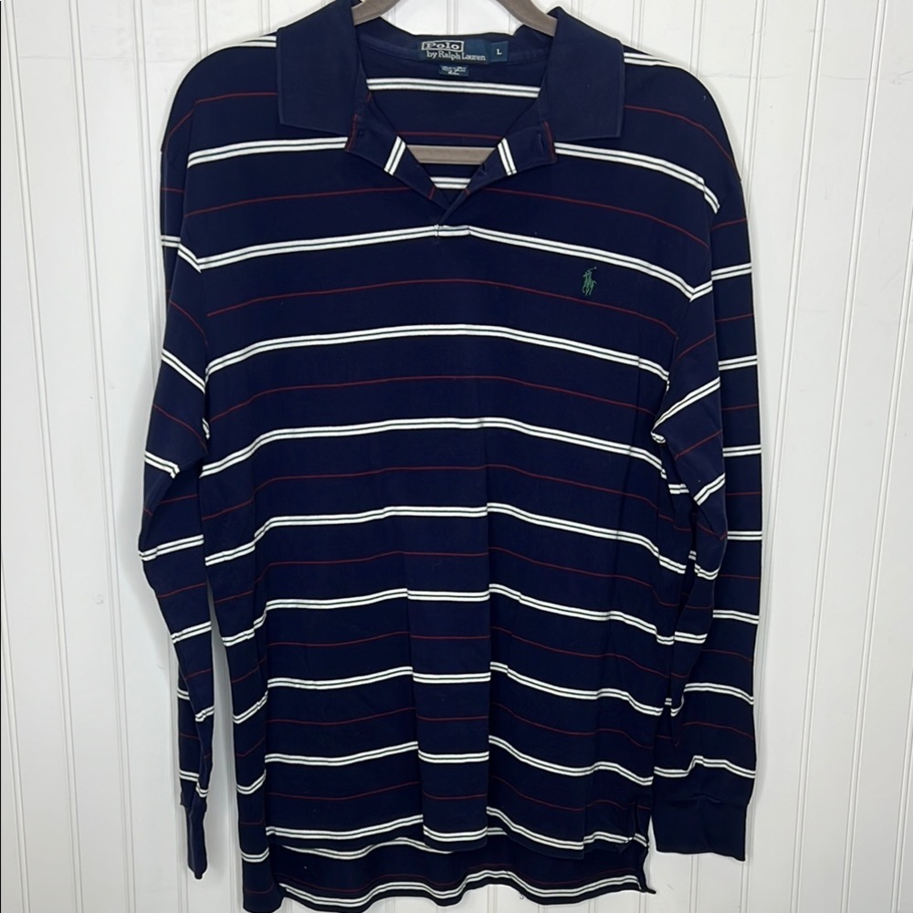Polo Ralph Lauren Long Sleeve Navy Polo Size Large